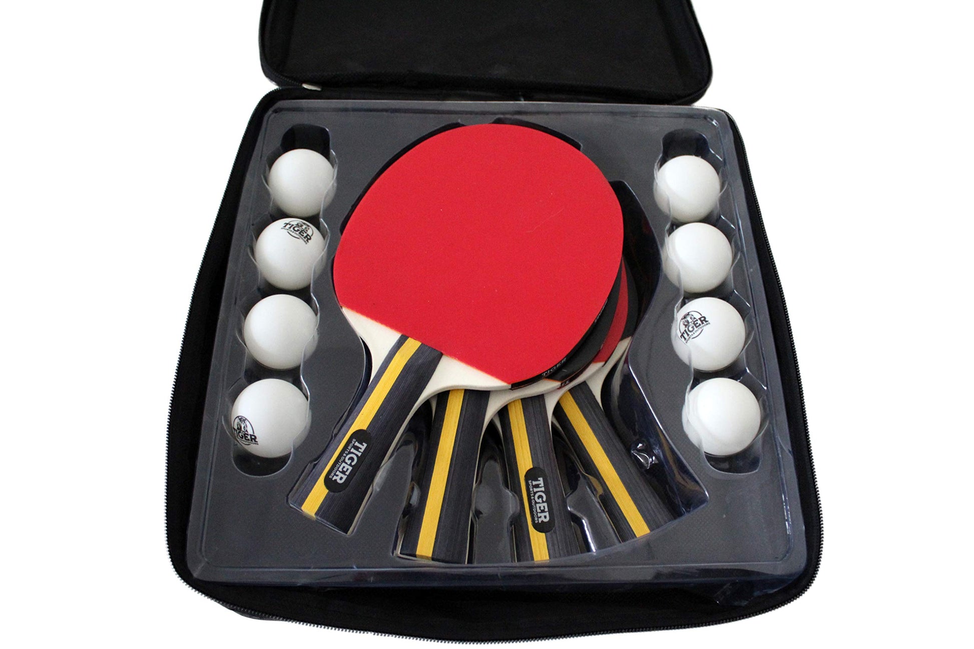 Tiger Sports  Table Tennis Set Premium 4-Player Professional Grade Ping Pong Set - Custom Storage Bag and Balls Bundle - Opticdeals