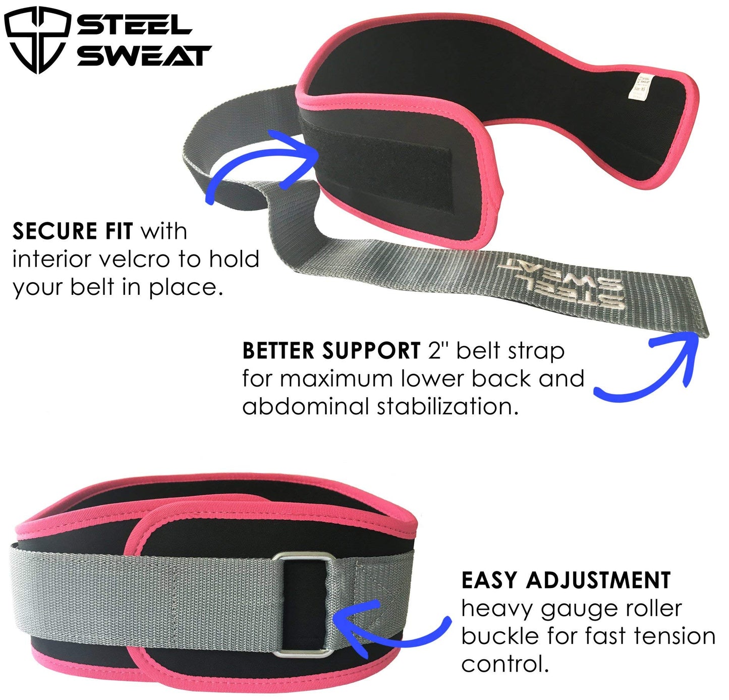 Weight Lifting Belt for Women Pink Medium 6 inch Flexible Lightweight Contoured Belt - Opticdeals