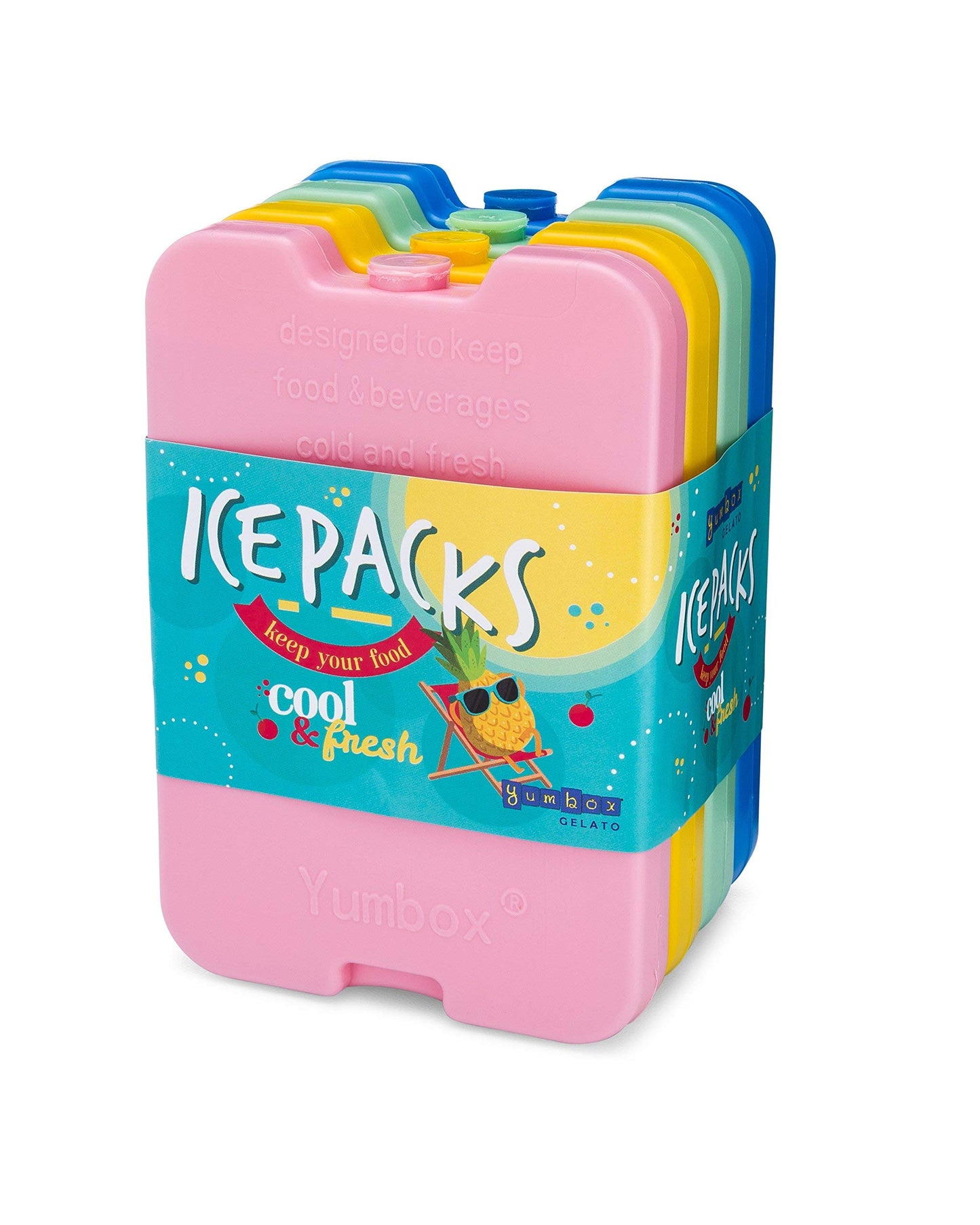 Yumbox Ice Packs (Set of 4) - Slim, Durable & Lightweight for Fresh Food - Perfect Bento Lunchbox, Coolers & More - Non-Toxic, BPA-Free - Opticdeals