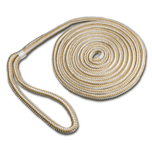 ACY Marine Double Braided Nylon Dock Line (Gold/White, 1/2-Inch x 15-Feet) - Opticdeals