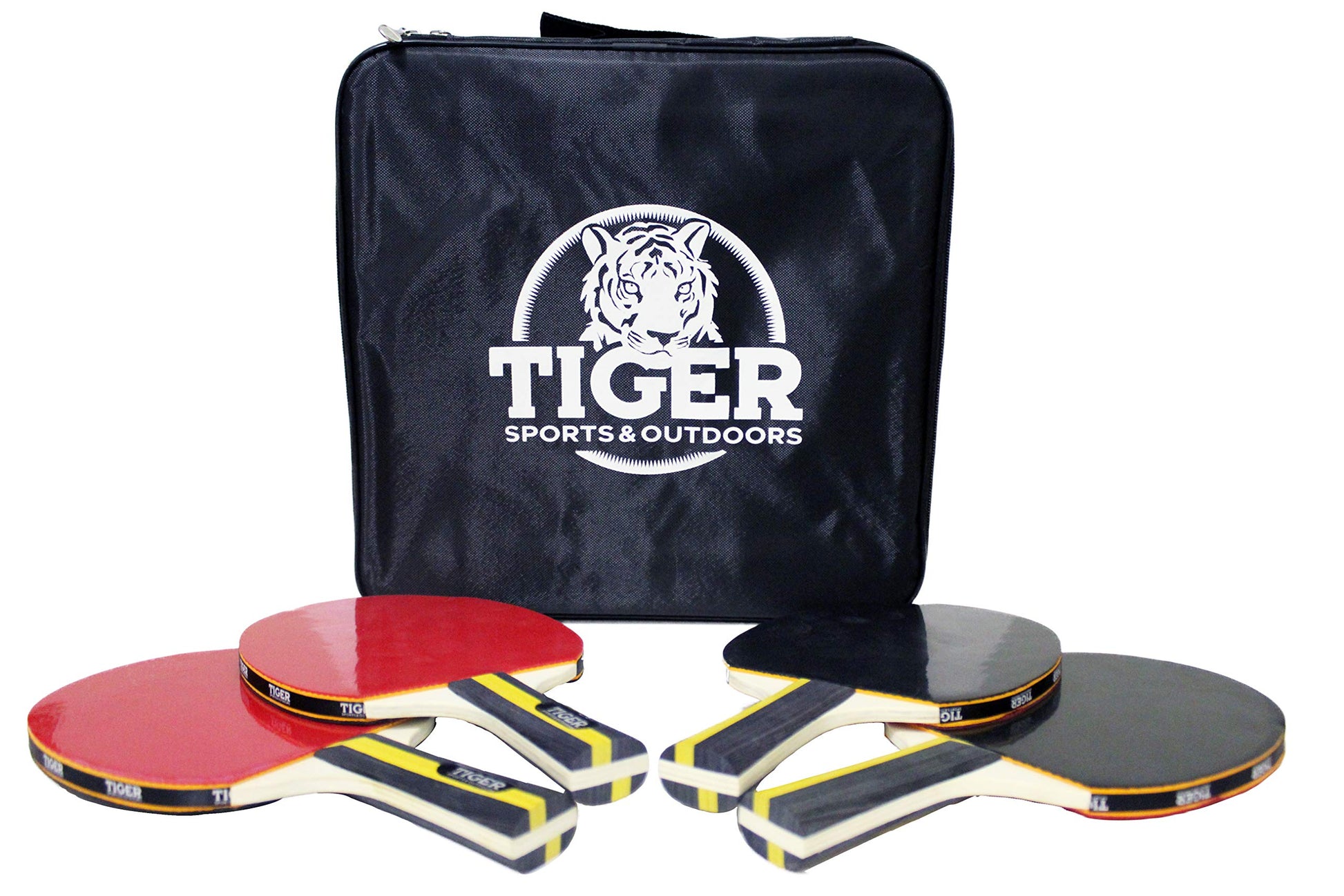 Tiger Sports  Table Tennis Set Premium 4-Player Professional Grade Ping Pong Set - Custom Storage Bag and Balls Bundle - Opticdeals