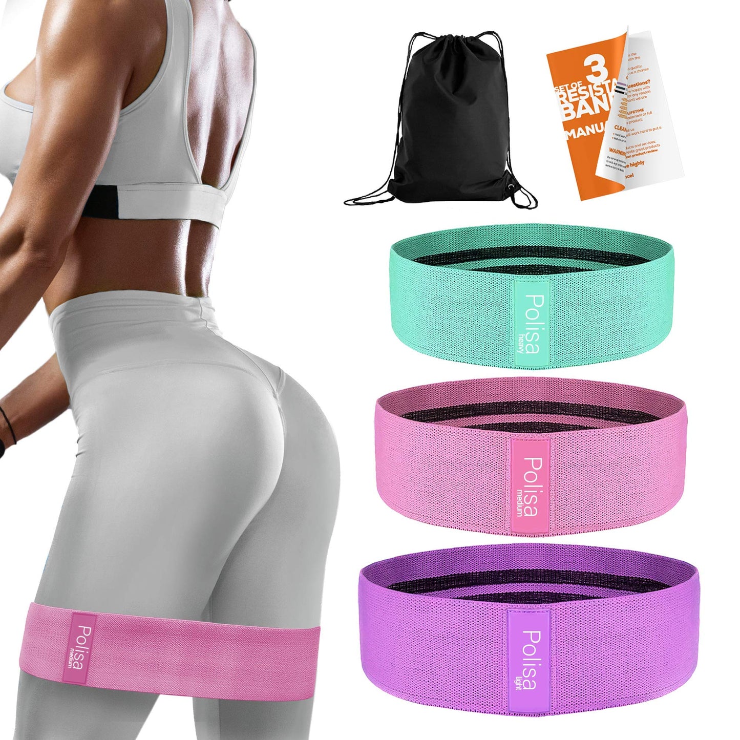 Resistance Exercise Bands for Legs and Butt | Workout Bands Booty Bands Glute Bands Loop | Non Slip Wide Elastic Stretch Circle Hip Bands for Sports Fitness Training Bands for Women - Opticdeals