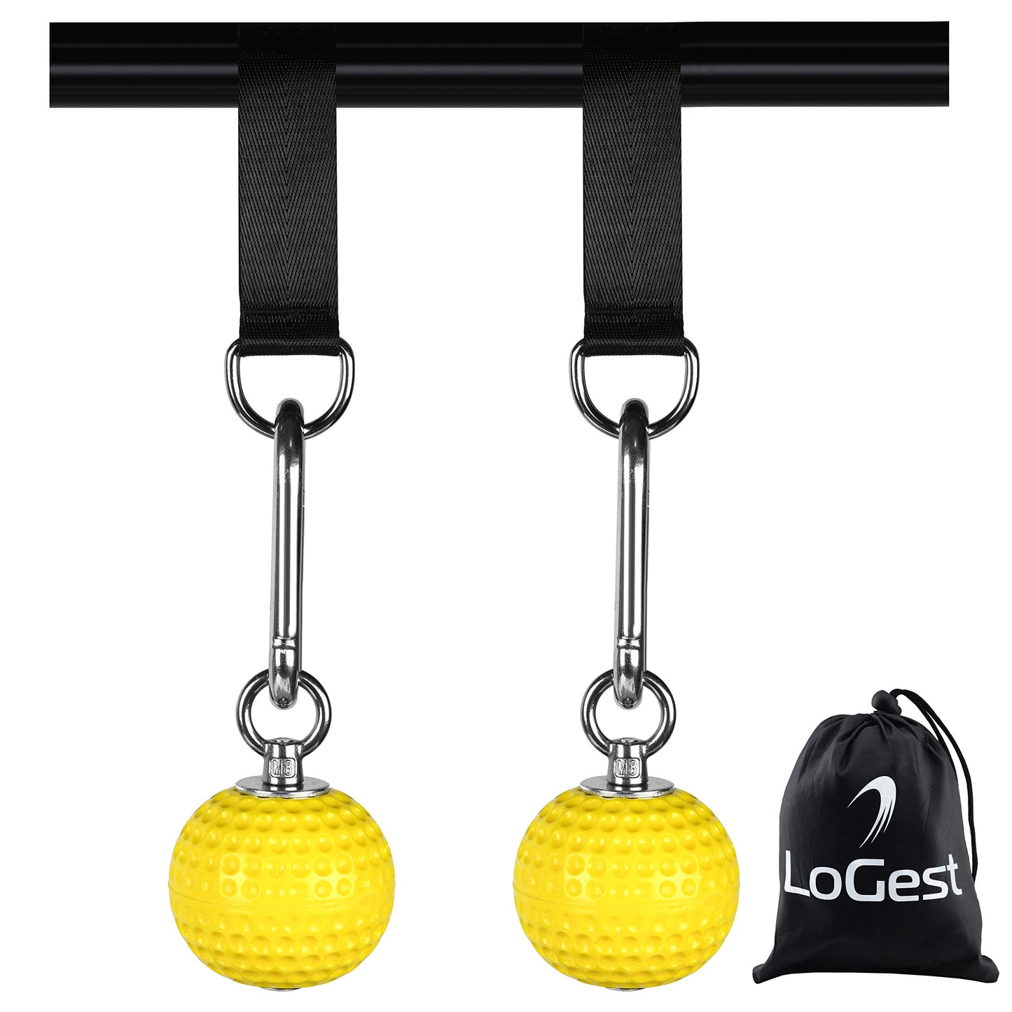 Climbing Pull Up Power Ball Set - Hold Grips with Strap - Non Slip Hand Grips Strength Trainer Grip Strength Targets Biceps Back Muscles Ideal for Fitness Workout Rock Climbing Pull Up Grips Ball - Opticdeals