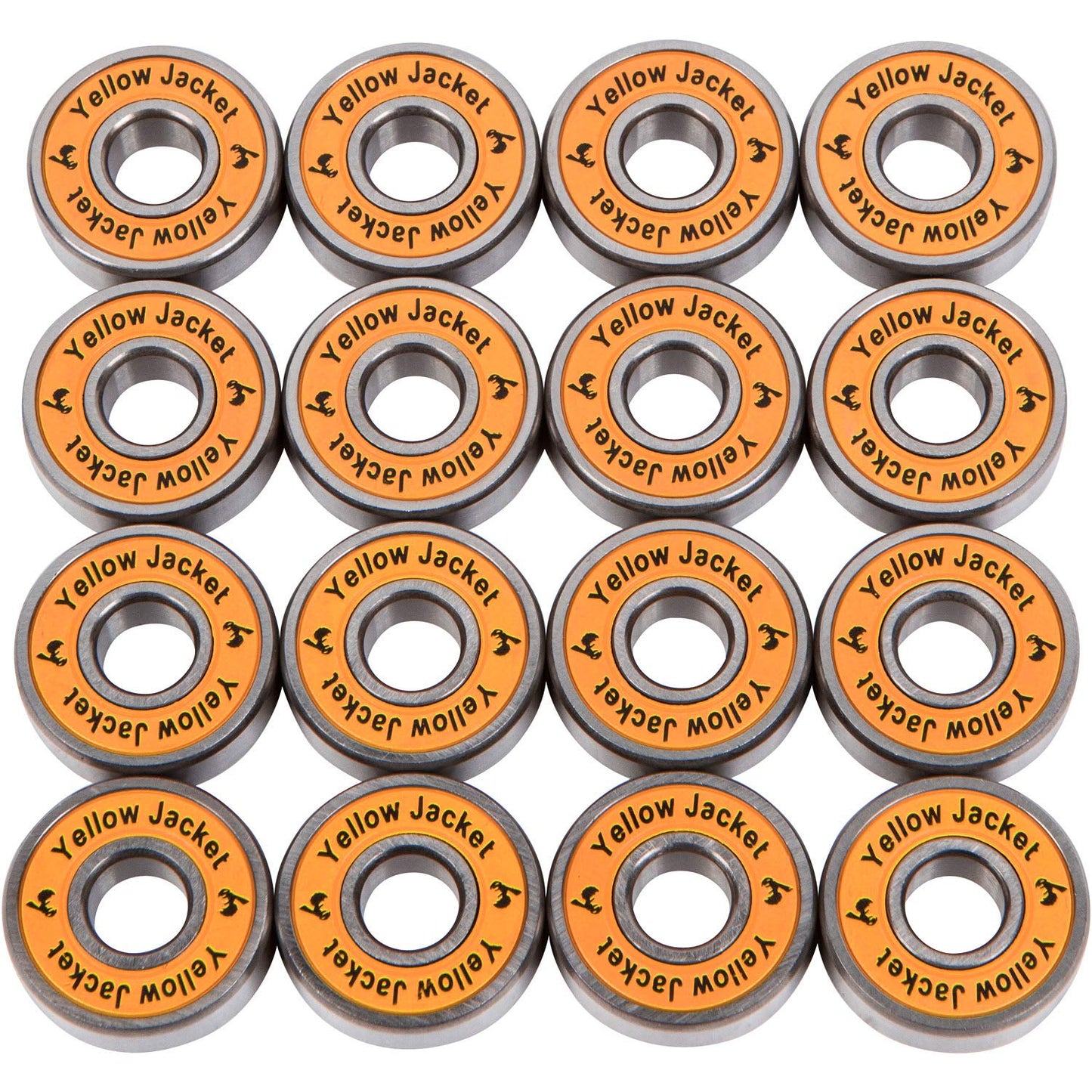 Yellow Jacket Premium Inline Skate Bearings, Roller Skate Bearings, 608, ABEC 9, Tropical Orange (Pack of 16) - Opticdeals