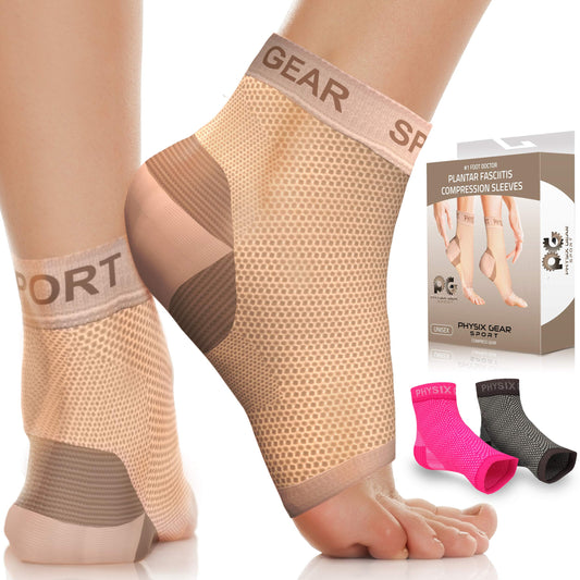 Physix Gear Sport Plantar Fasciitis Socks with Arch Support for Men & Women - - Opticdeals