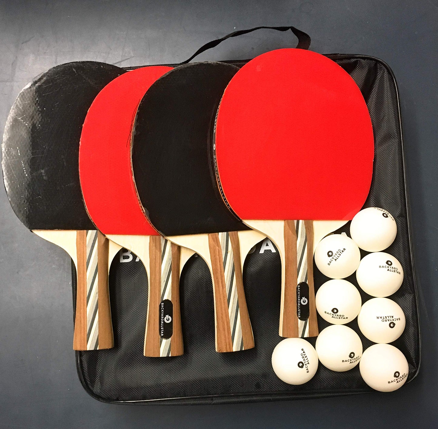 Table Tennis  Ping Pong Paddle Set ,4 Wooden Paddles ,8 Balls And Carrying Bag - Opticdeals