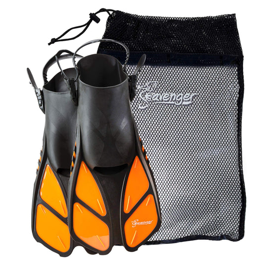 Seavenger Torpedo Snorkeling Fins for Travel (Orange, S/M) - Opticdeals