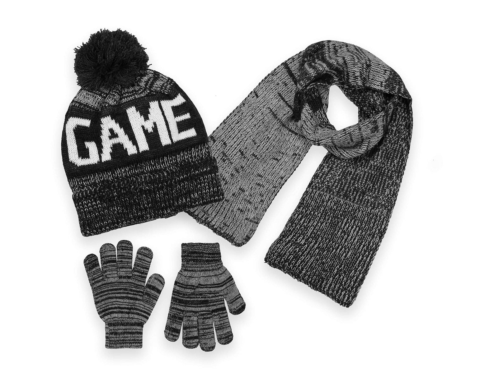 Polar Wear Boys Knit Hat, Scarf And Gloves Set- Grey - Opticdeals