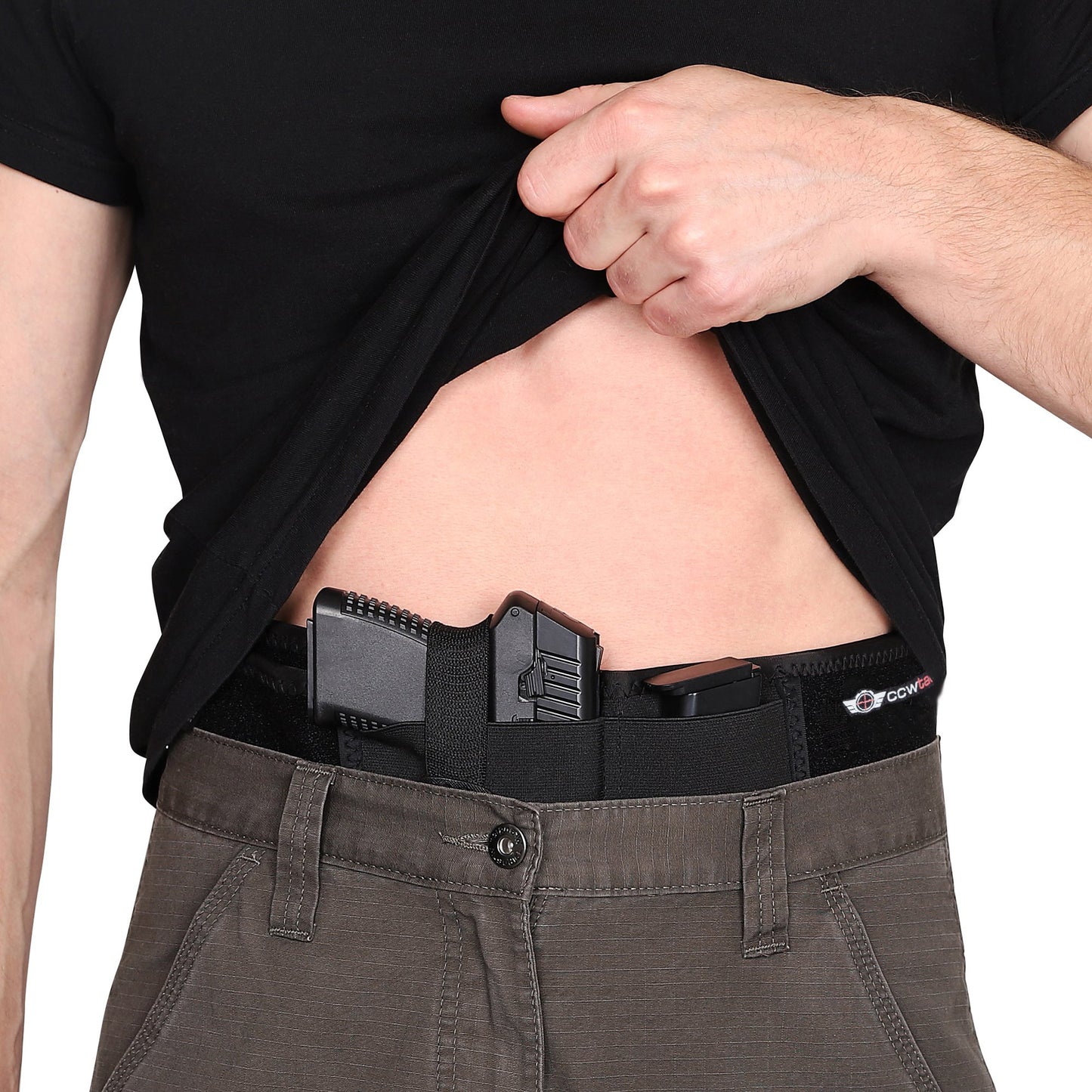 Belly Band Holster Concealed Carry Multiple Positions, with Spare Mag Pouch,  XL - Opticdeals