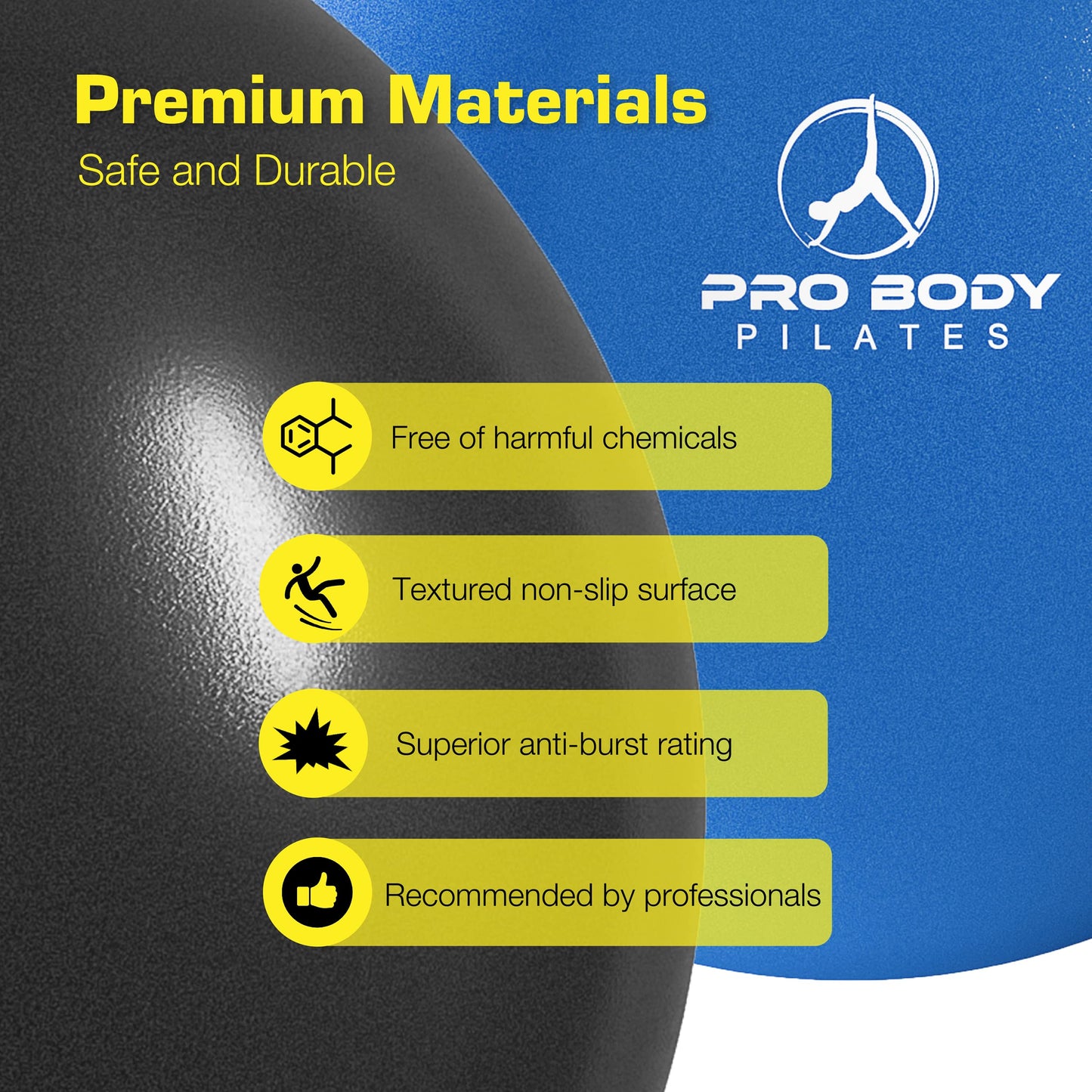 ProBody Pilates Ball Small Exercise Ball, 9 Inch Bender Mini Soft Yoga Workout - Opticdeals