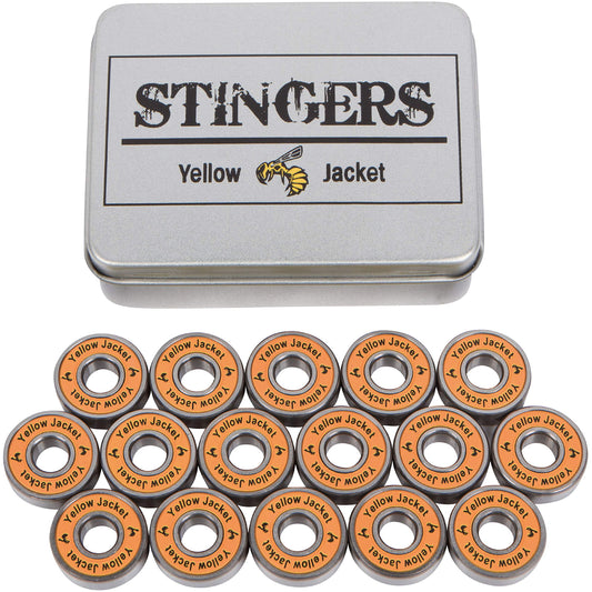 Yellow Jacket Premium Inline Skate Bearings, Roller Skate Bearings, 608, ABEC 9, Tropical Orange (Pack of 16) - Opticdeals