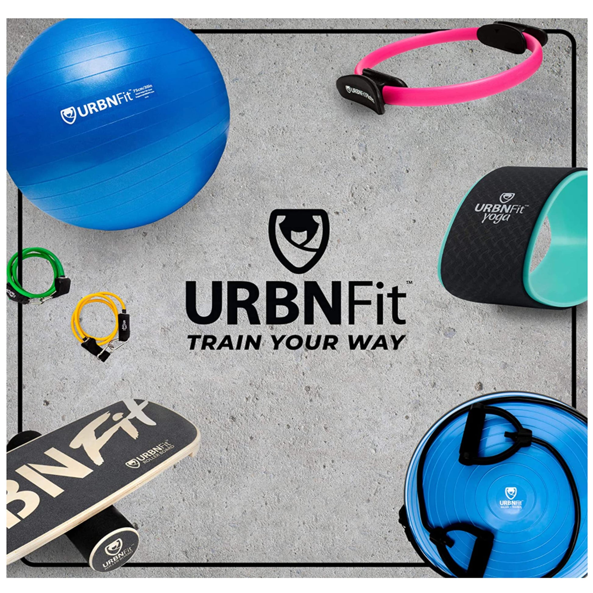 URBNFit Exercise Ball - Yoga Ball w/Pump Black 18 in - Opticdeals