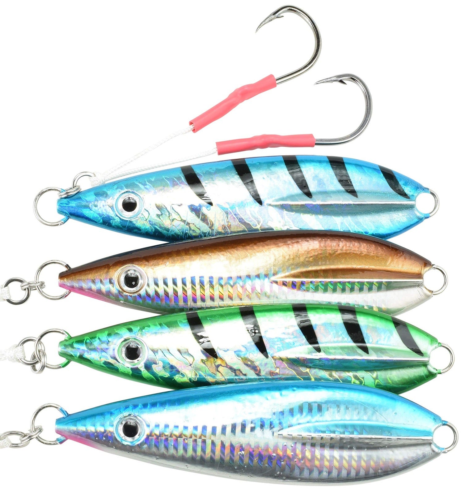 LAST CAST TACKLE 80g-250g Flat Fall Jig W/Double Assist Hook - 4 Colors & 5 Weights to Choose from (Herring, 160g) - Opticdeals