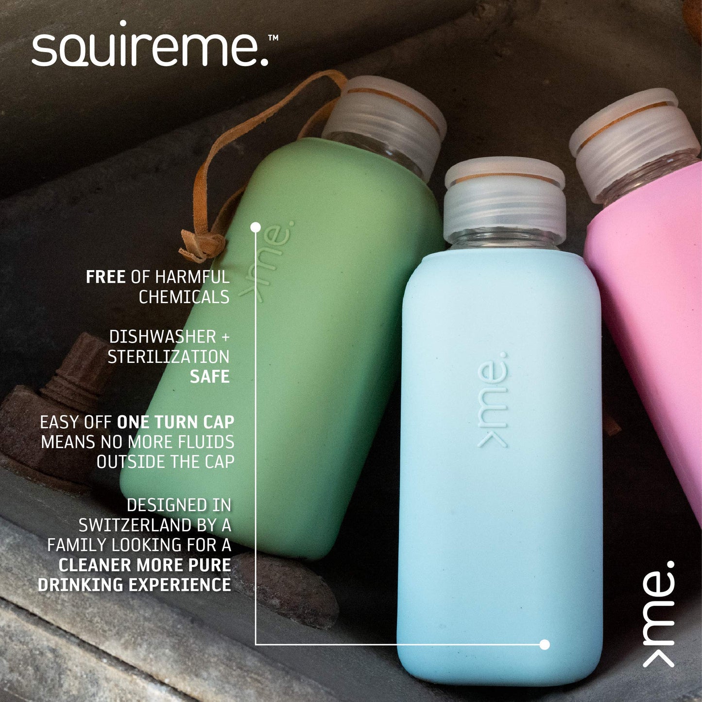 SquireMe Y1 Glass Water Bottles 20 oz Yellow Daisy (Reusable, Easy-Off Lid, Silicone Sleeve, Drinking Tumbler, Bottle, Dishwasher Clean, Clear, Large Drink Containers, BPA Free, Hot + Cold Liquid) - Opticdeals