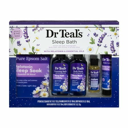 Dr Teal’s Sleep Bath Gift Set  Melatonin & Essential Oils  5 Piece - Opticdeals