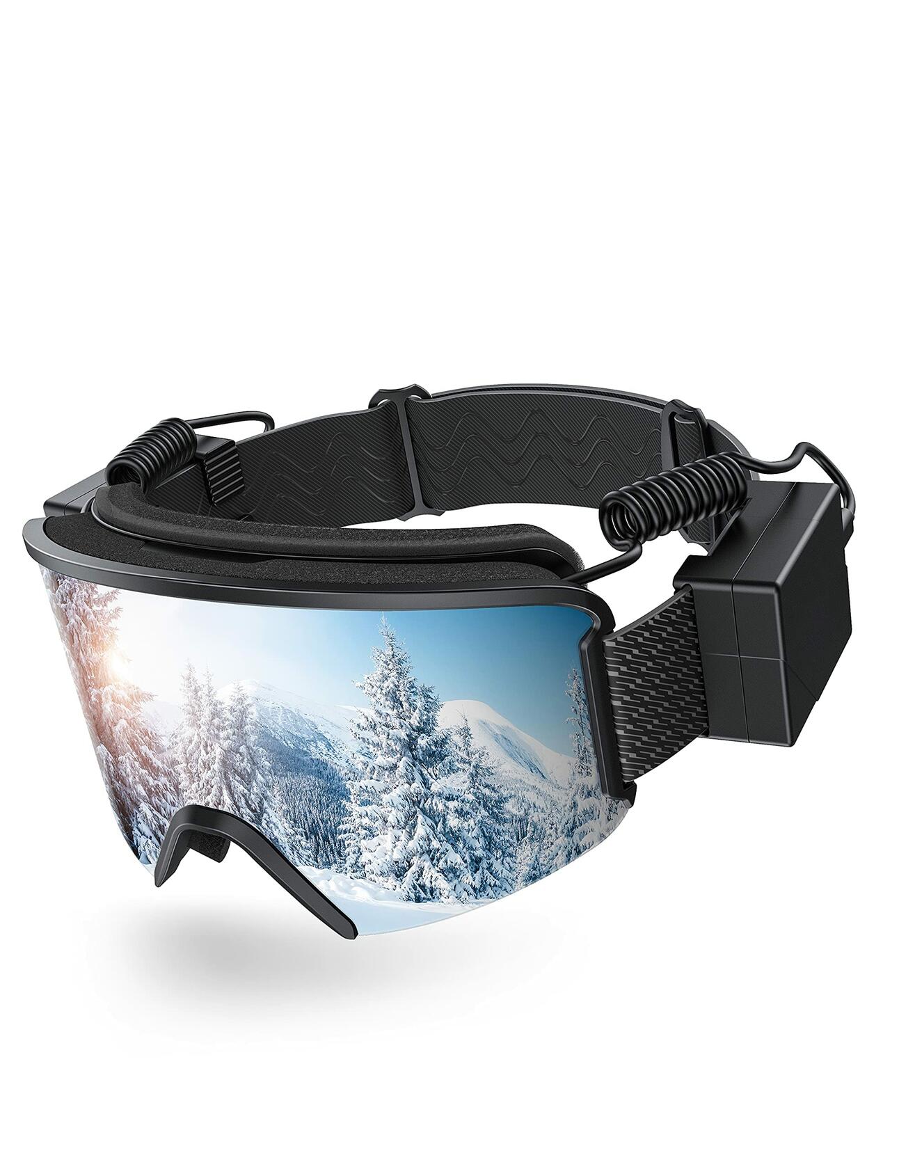 Ski Goggles, Heated Graphene Anti-Fog Lens Grey - Opticdeals