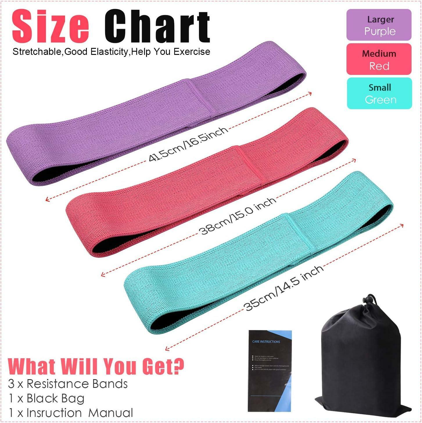 Resistance Bands for Legs and Butt, Exercise Bands Booty Bands Hip Bands Wide Workout Bands Sports-Fitness Bands Stretch Resistance Loops Band Anti Slip Elastic (Set of 3) - Opticdeals