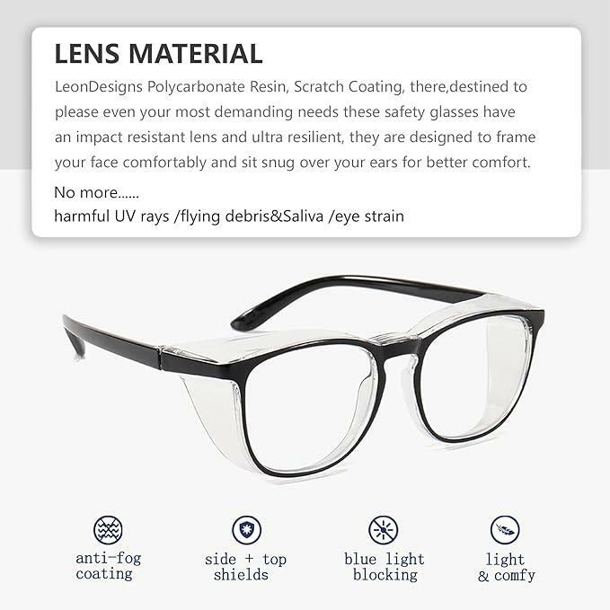 LeonDesigns Safety Glasses Anti-Fog Women Fashion Eye Protection Dark Clear - Opticdeals