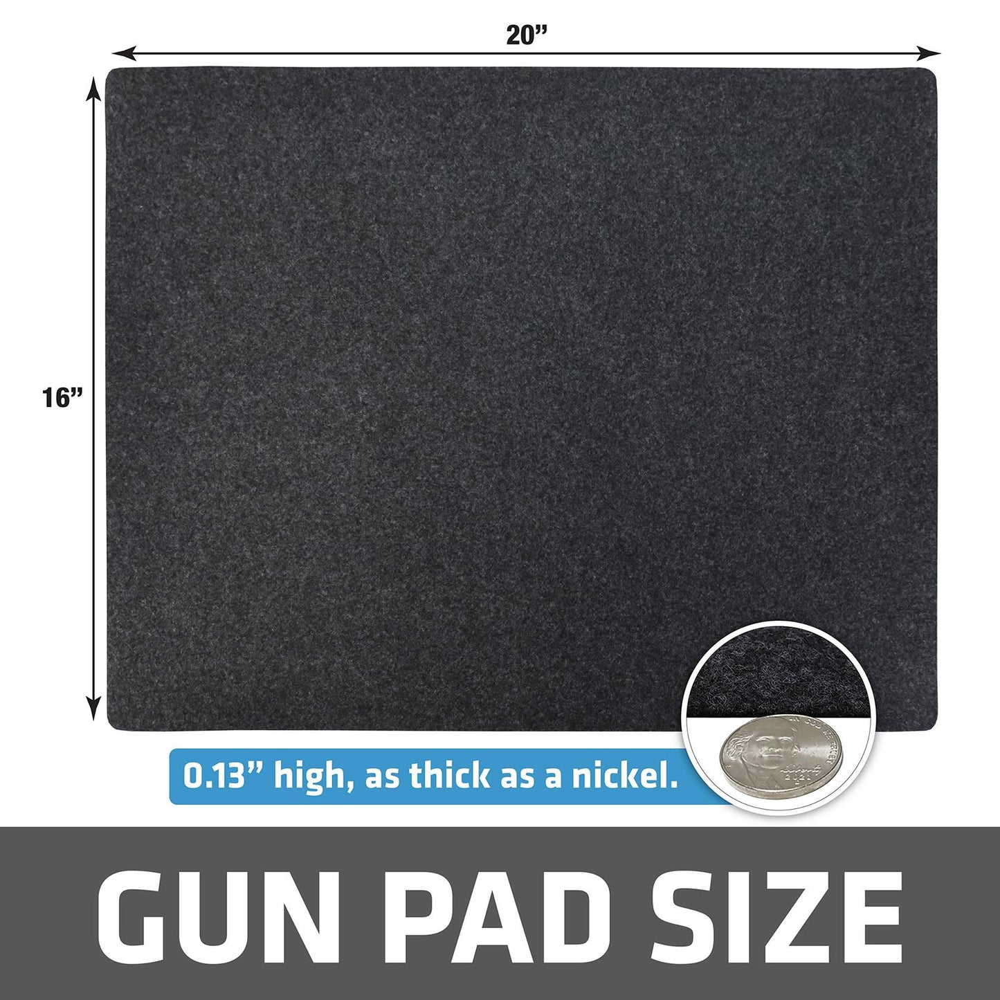 Drymate Gun Cleaning Pad (16" x 20"), Premium Gun Cleaning Mat - Absorbent/Waterproof/Durable - Protects Surfaces, Contains Liquids - (Made in The USA) (Charcoal) - Opticdeals