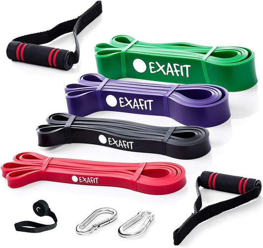 EXAFIT Pull Up Assistance Bands Resistance Band Set of 4  With 32oz Water Bottle - Opticdeals