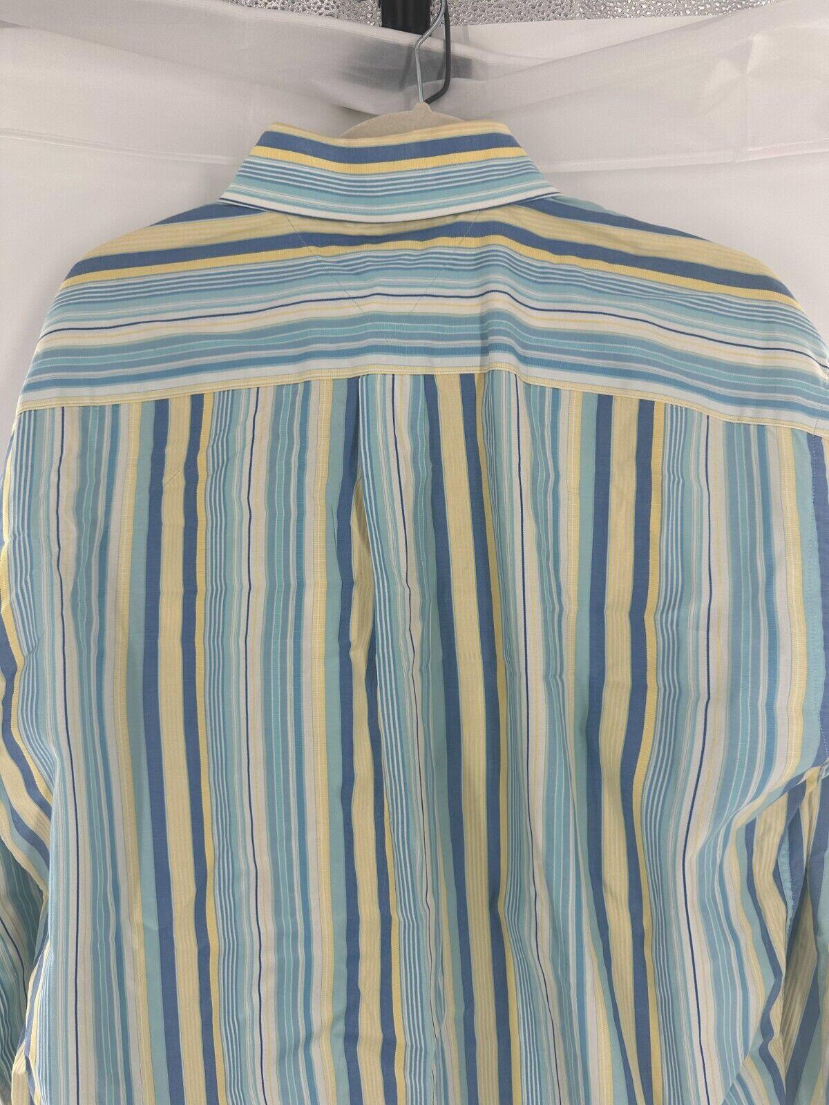 Tommy Hilfiger Mens 80's Two Ply  Button Dress Shirt With LOGO w/ Stripes